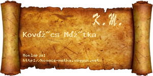 Kovács Mátka névjegykártya